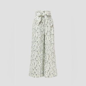 Adam Lippes White Floral Wide-Leg Pants